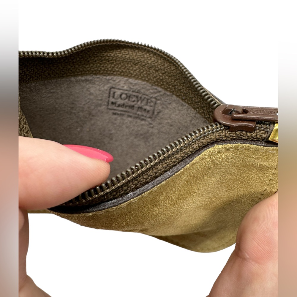 Loewe Like New Deadstock Suede & Leather Card/Coin Pouch W/ Original Coa Card View 3